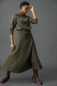 Flared Sweater Skirt in Loden