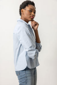 Easy Poplin Button Down Top in Glass