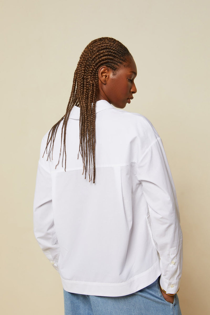 Button Detailed Cotton Poplin Shirt in Bianco *FINAL SALE*