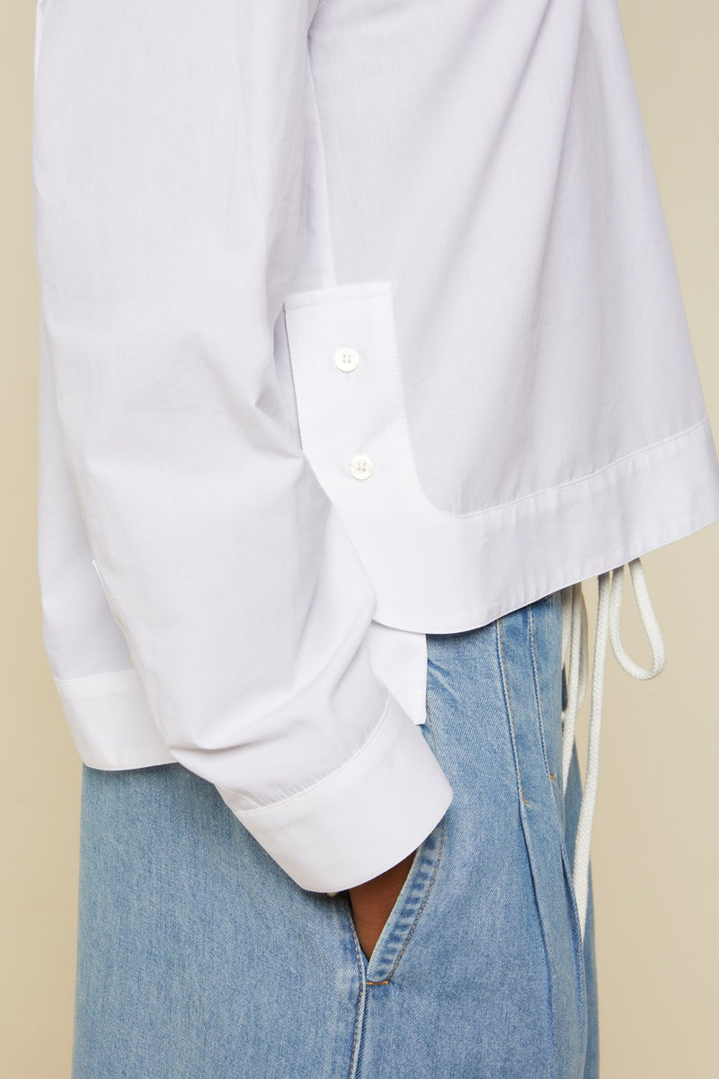 Button Detailed Cotton Poplin Shirt in Bianco *FINAL SALE*