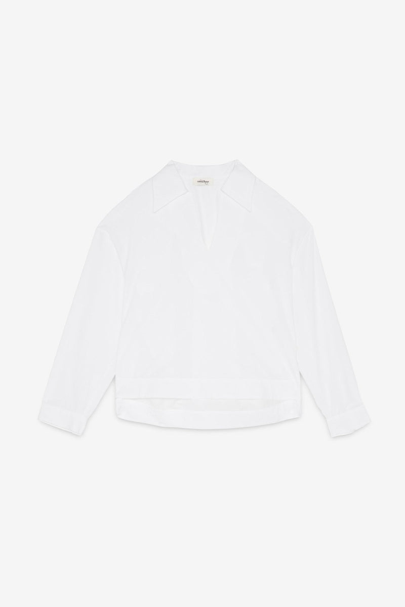 Button Detailed Cotton Poplin Shirt in Bianco *FINAL SALE*