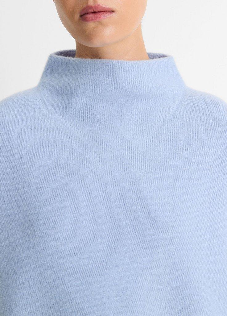 Plush Cashmere Funnel Neck Sweater in Blue