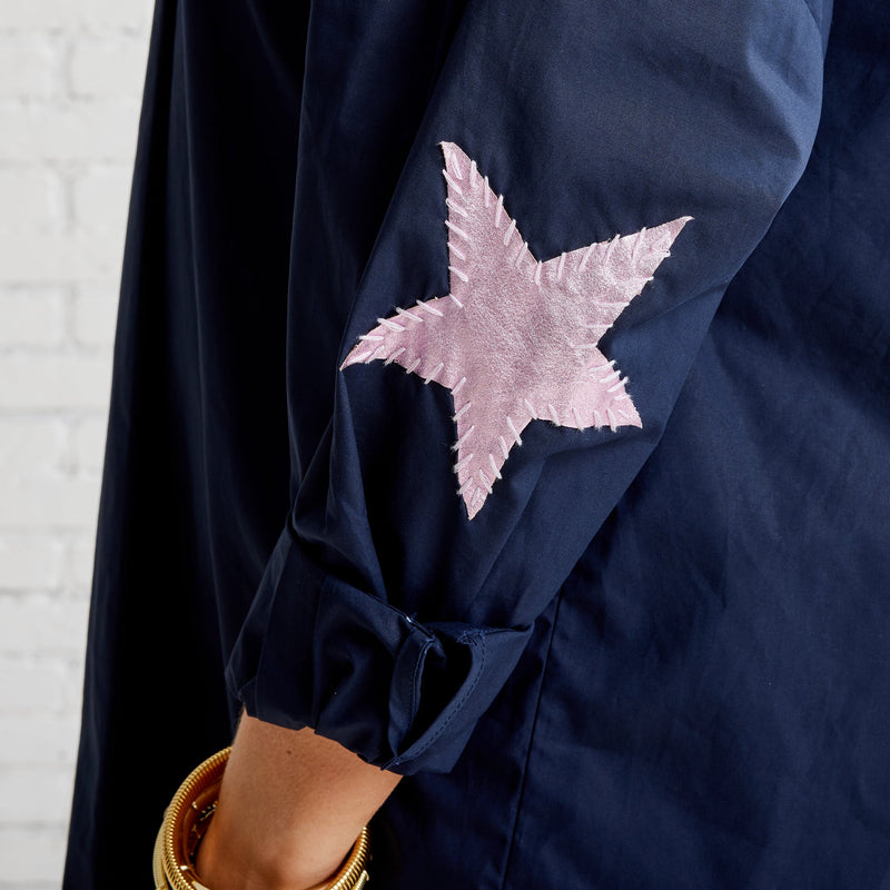 3/4 Sleeve Star Blouse in Navy