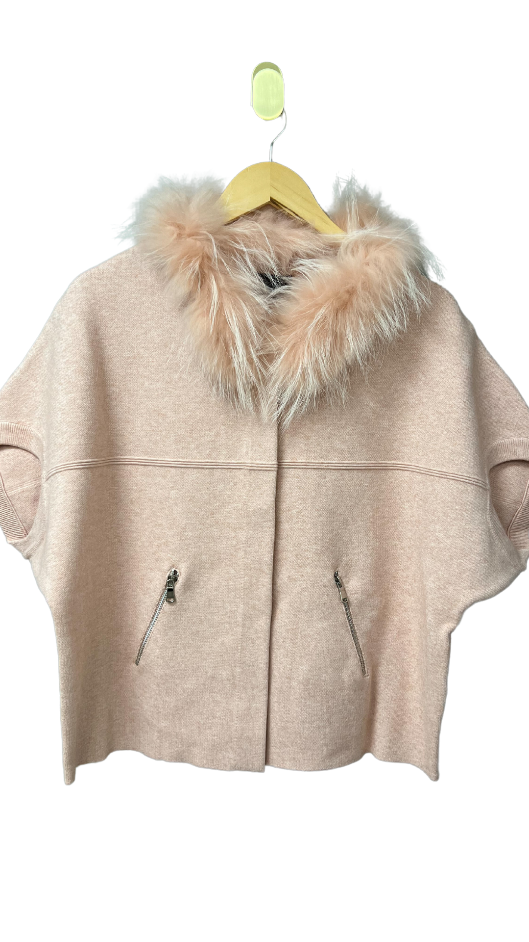 Faux Fur Collar Structured Cardigan Camel / S/M