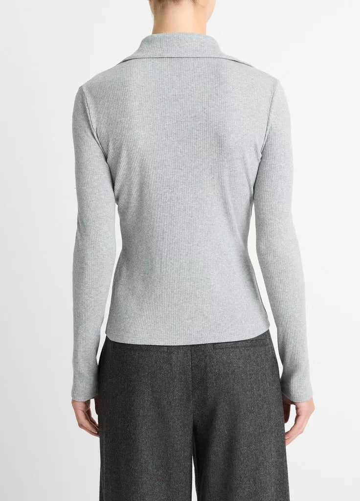 Long Sleeve Collared Polo in Grey *FINAL SALE*