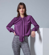 Janis Tie Neck Top in Plum