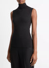 Sleeveless Turtleneck Top in Black