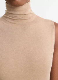 Sleeveless Turtleneck Top in Cashew