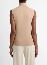 Sleeveless Turtleneck Top in Cashew