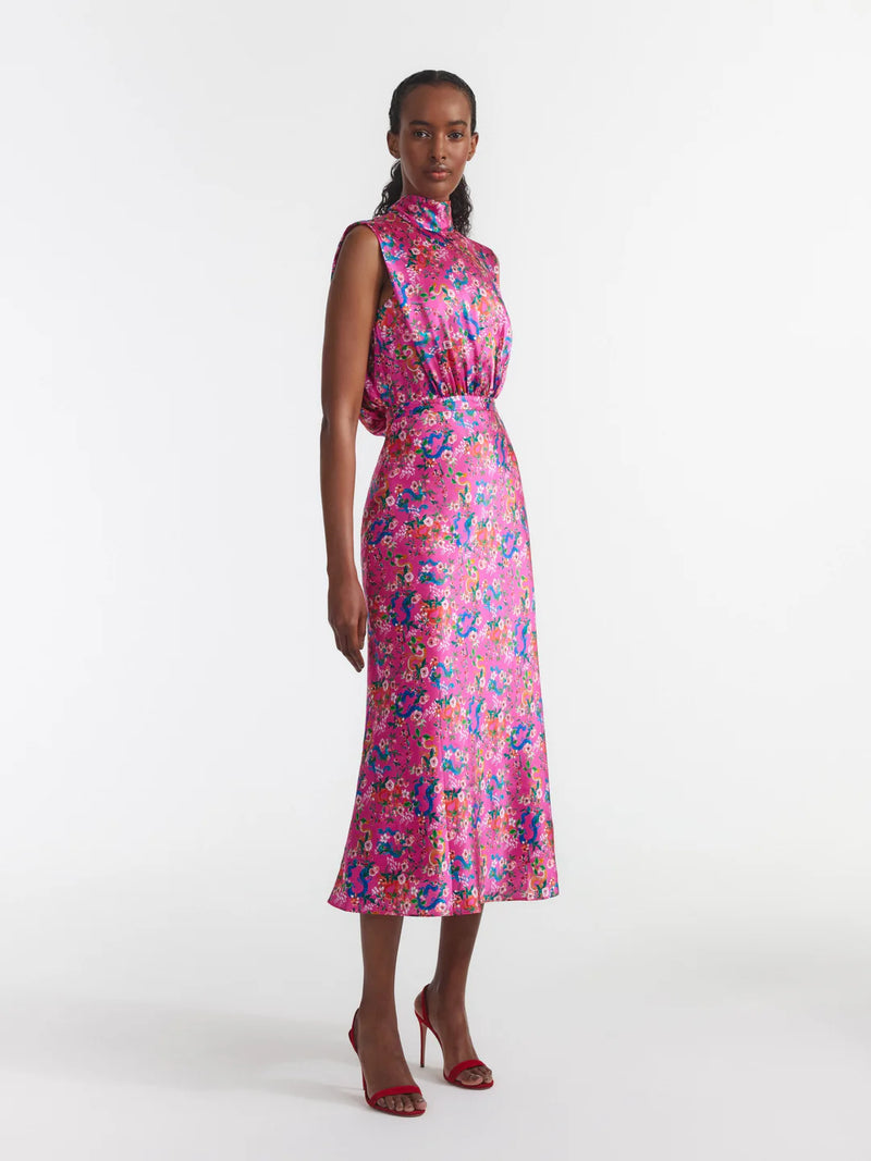 Fleur Midi Dress in Rain Hidden Dragon