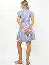 Ruffle Collared Mini Dress in Veranda Blue