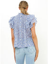 Pintuck Ruffle Top in Veranda Blue