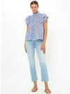 Pintuck Ruffle Top in Veranda Blue