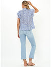 Pintuck Ruffle Top in Veranda Blue