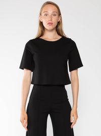 Ponte Knit Short Sleeve Top in Black  *FINAL SALE*