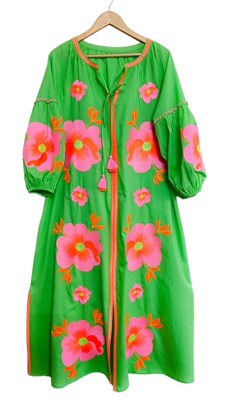 Florida Floral Dress in Green