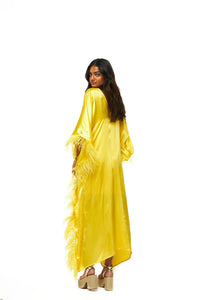 Firenze Feathers Caftan in Yellow