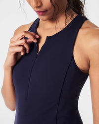 The Get Moving Zip Front Dress in Lapis Blue