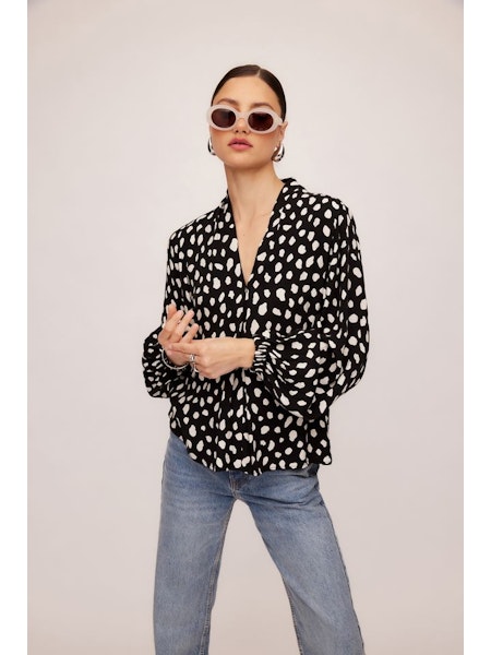 Kieran Blouson Sleeve Blouse in Dot Print