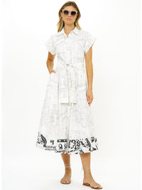 Belted Shirt Dress in Roma White