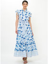 Ruffle Collar Maxi Dress in Marion Blue