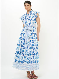 Ruffle Collar Maxi Dress in Marion Blue