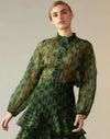 Evergreen Silk Organza Shirt in Black/Green