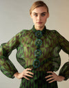 Evergreen Silk Organza Shirt in Black/Green