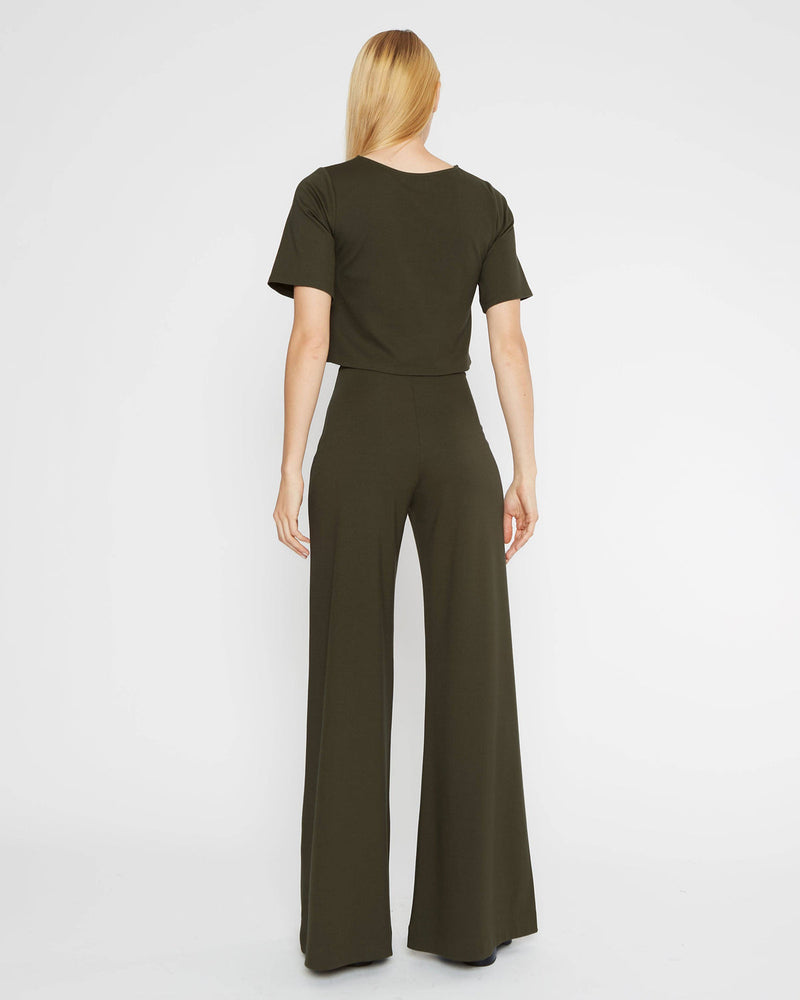 Ponte Knit Wide Leg Pant in Olive *FINAL SALE*