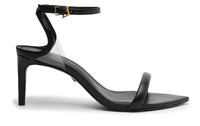 Skye Leather & Vinyl Heeled Sandal in Black