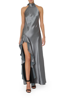 Roux Satin Dress in Pewter