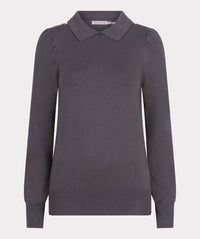 Collared Button Detail Sweater in Grey *FINAL SALE*