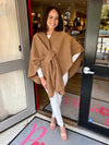 Draped Knit Cape in Rust